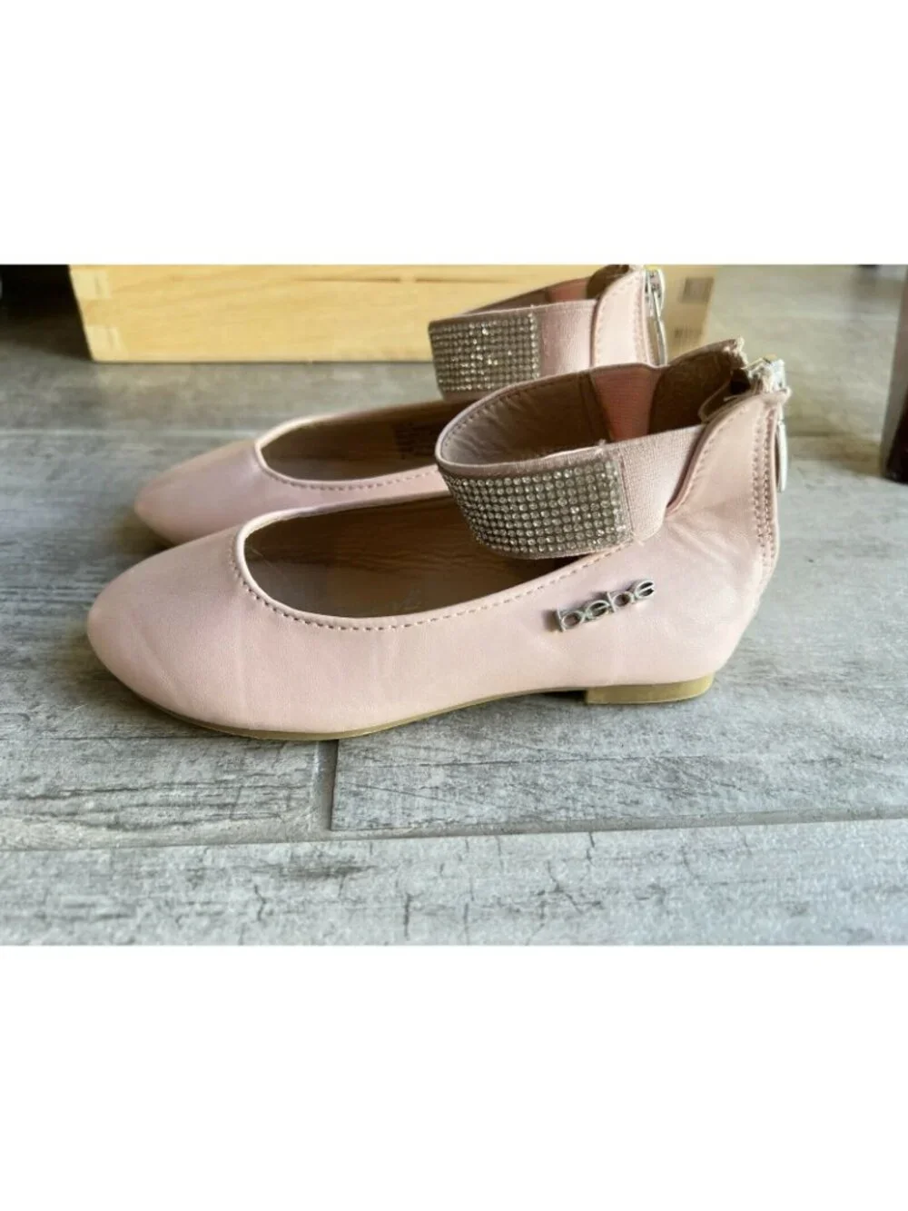 Bebe Girls Toddler Shoe Size 8 Pink Rhinestones Ballet Flats Dress Up Special